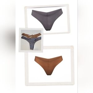 2pcs SKIMS Stretch Satin Cheeky Tanga Bronze & Armor 4X NWT